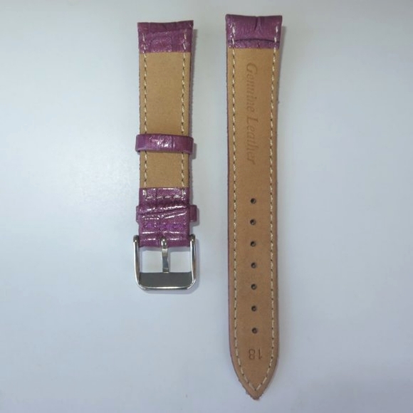 18mm Croc Embossed Purple Leather Watch Strap Replacement Band - Picture 4 of 6